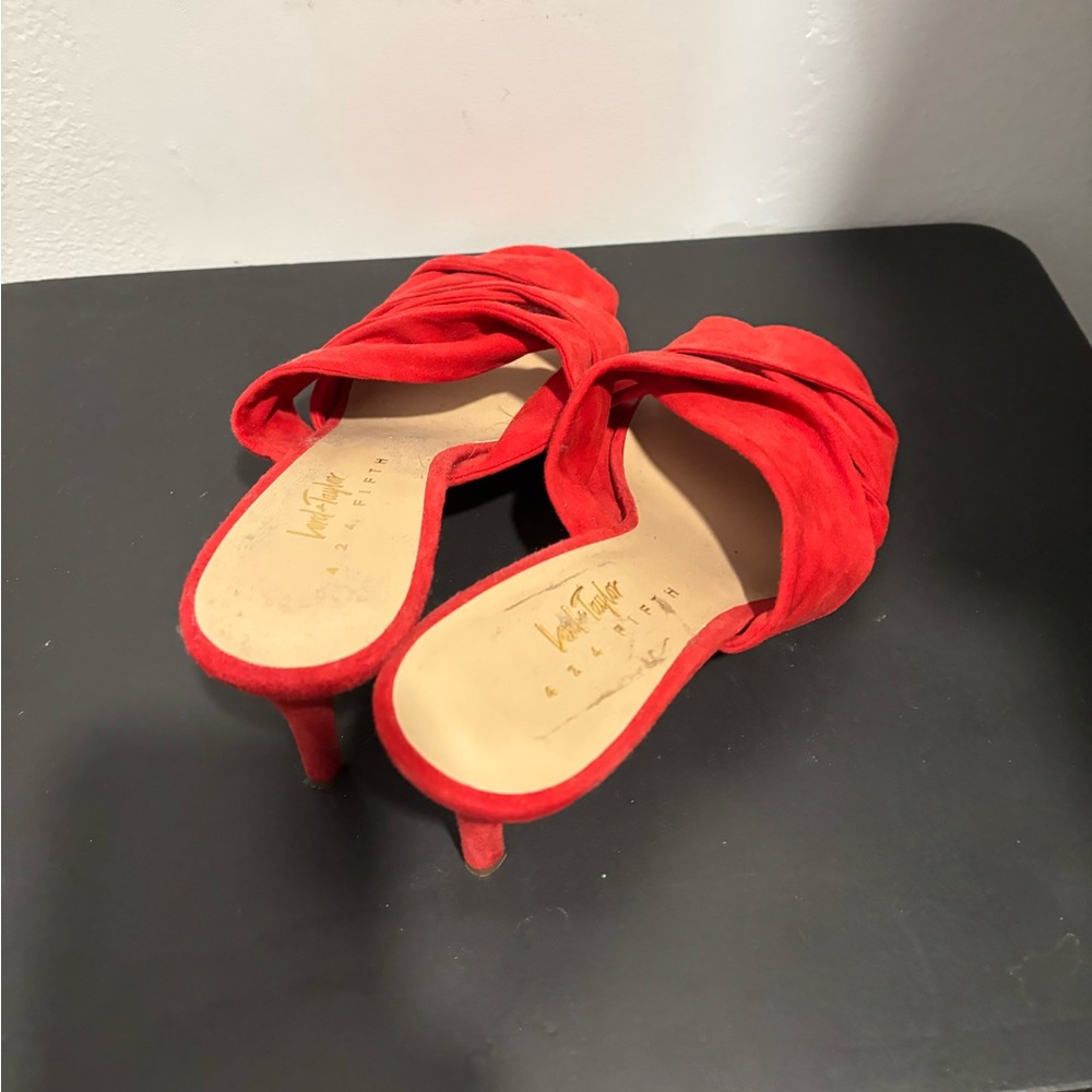 Lord & Taylor Red Suede Heels - Picture 4 of 5